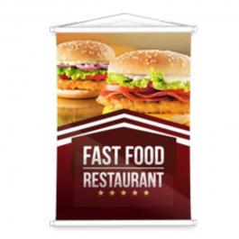 Banner 90x100cm Lona 440g  4x0  Bastão + Cordinha 